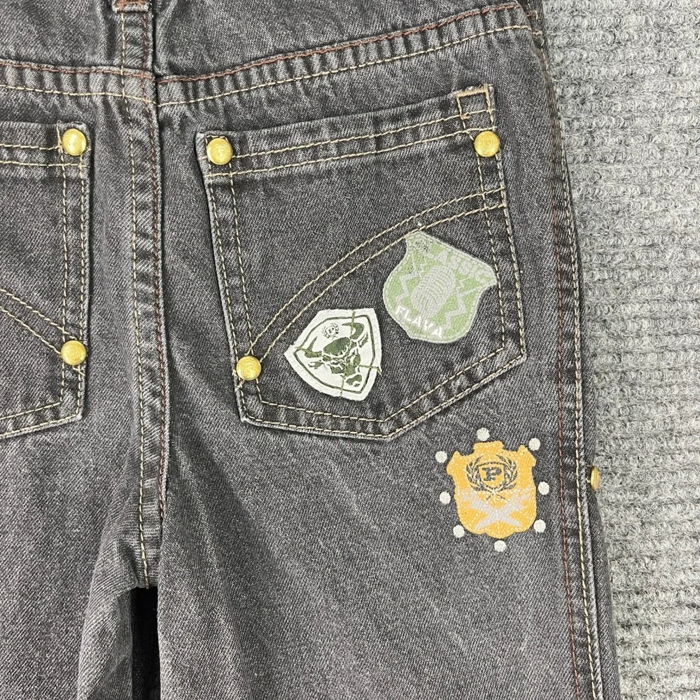 Phat Farm Kids Denim Jeans 4T Black Y2K Baggy Streetwear Graphic‎ Distressed